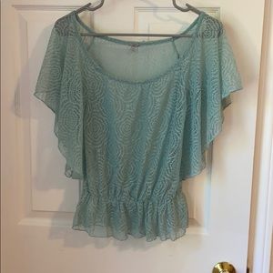 Charlotte Russe Green Mesh Top